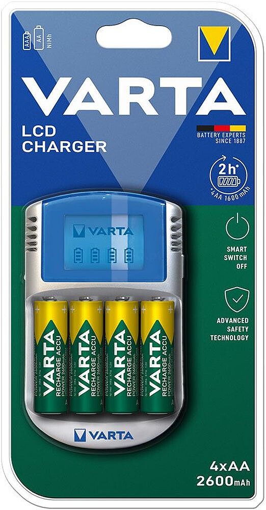 Carregador Varta LCD Carregador de Pilhas AA e Aaa G-38643