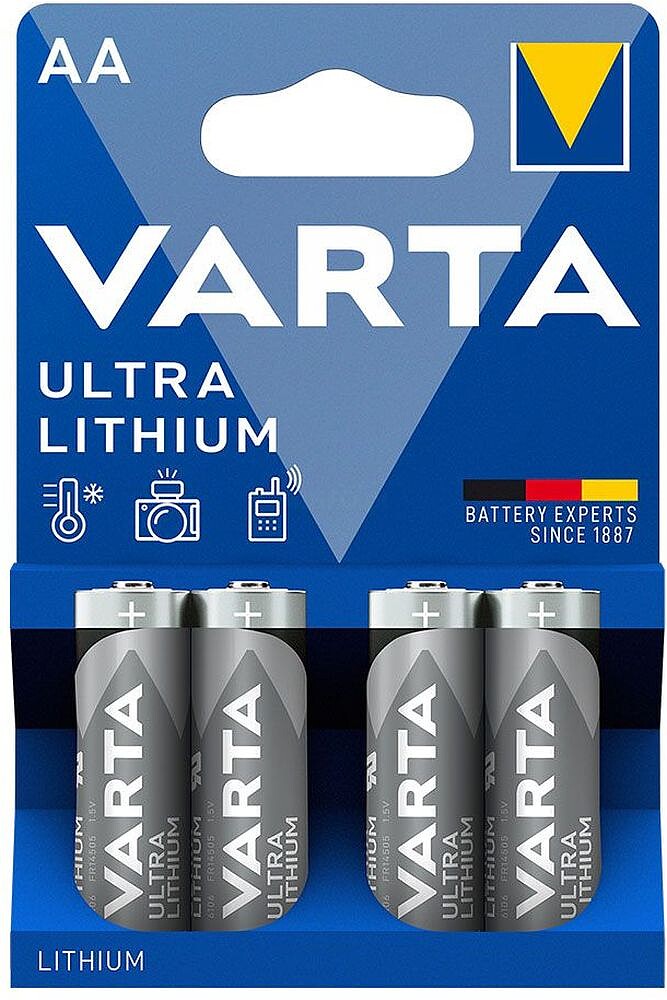 Pilha Varta Ultra Lithium AA Lítio 1.5V Pack 4 unidades 6106301404
