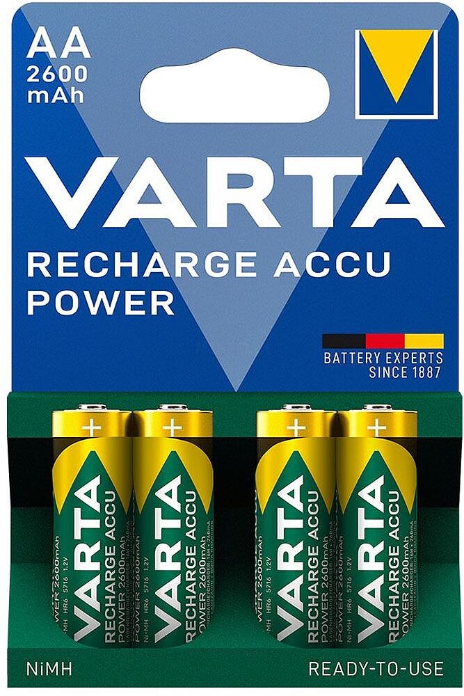 Pilha Varta Recargável Accu Power AA LR06 2600mAh Embalagem 4 Unidades 38657