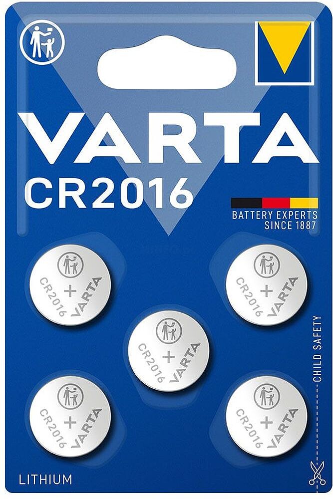 Pilha Micro Litio CR2016 3V Varta, Caixa com 5 Unidades 38482