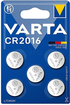 38482 PILHA MICRO LITIO CR2016 3V VARTA, CAIXA COM 5 UNIDADES