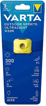 36489 Lanterna CABEÇA ULTRALIGEIRA H30R AMARELA VARTA