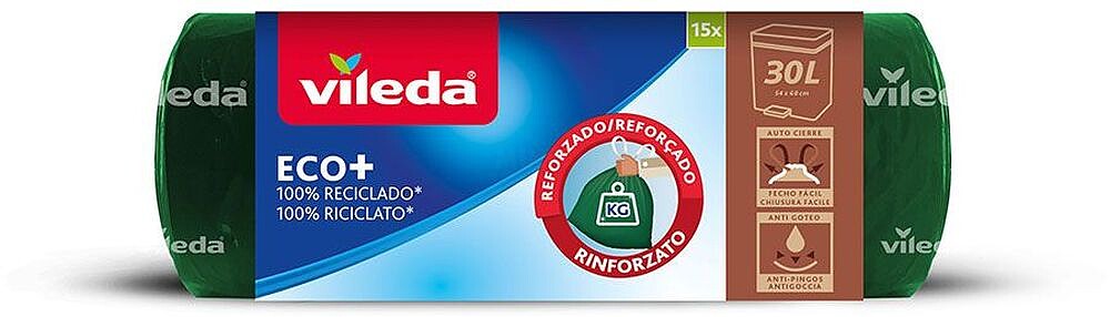 Bolsas de Lixo Ecobag 30L Reforçada (15 Bolsas) 169303 Vileda G-77624