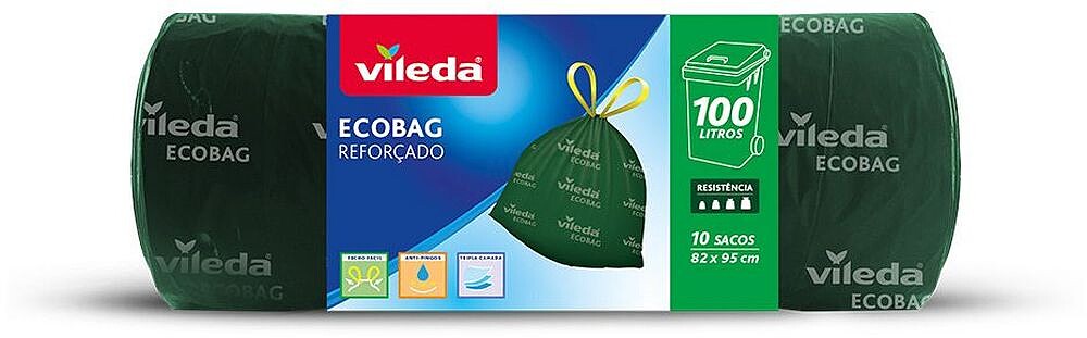 Bolsas de Lixo Ecobag 100L Reforçadas 20 Sacos 169307 Vileda G-77621