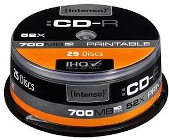 1801124 Tarrina de CD - R Virgines Intenso imprimível 700MB...