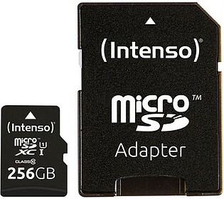 3423492 Cartão microSD intenso 256GB UHS-I CL10 + adaptador...