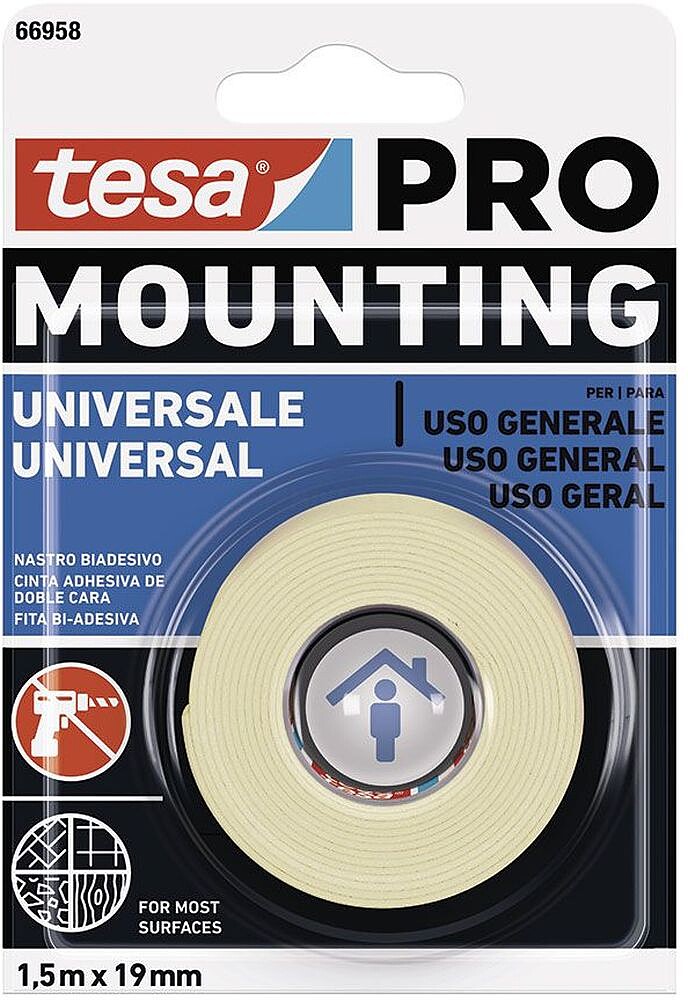 Cinta Dobra Face Fixação Universal. 5m x 19mm 66958 Tesa G-47268