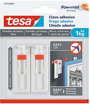 77774-00001-00 : CABIDE AUTO-ADESIVO TESA AJUSTÁVEL PARA PAREDES PINTADAS - SUPORTA ATÉ 1 KG