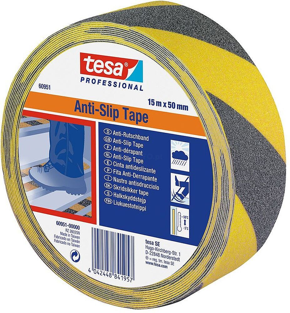 Cinta Antideslizante Preta/Amarela 15M X 50MM 60951 Tesa G-47062