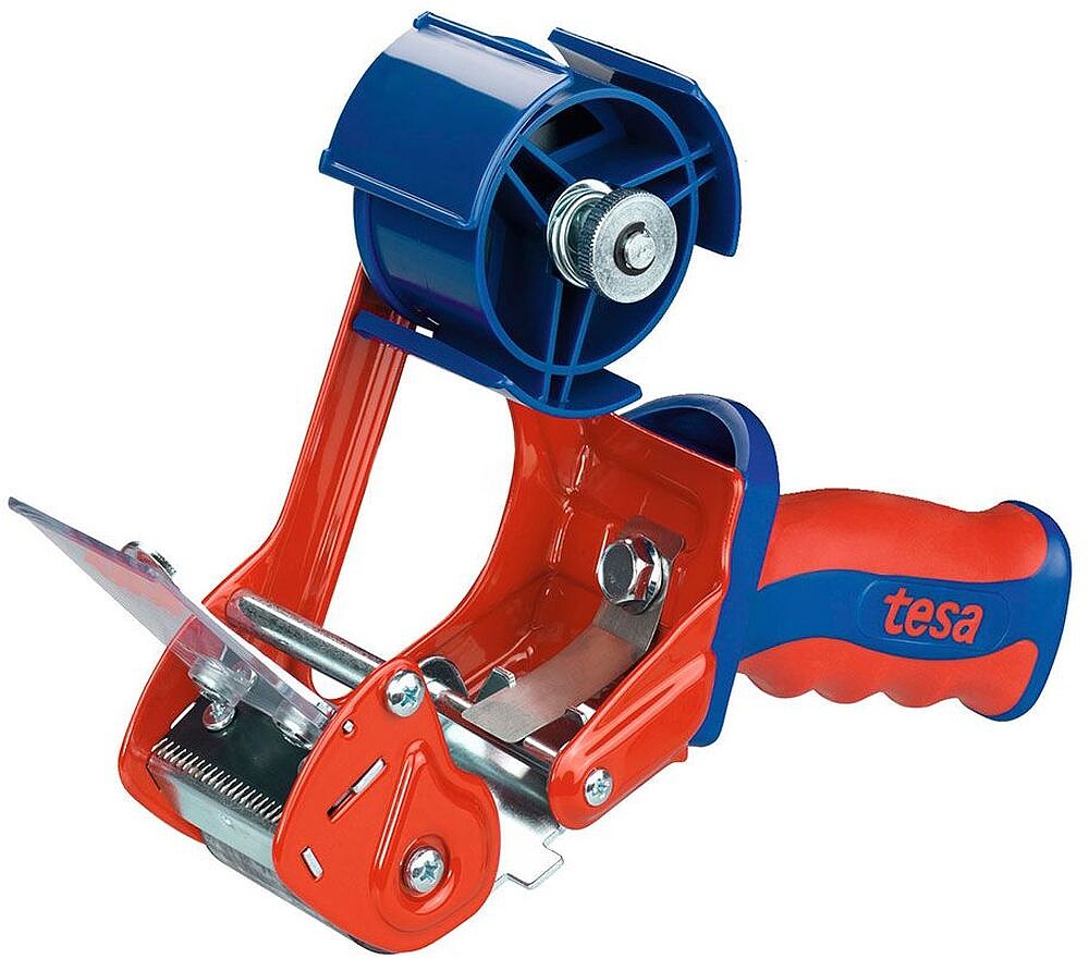 Tesa 6400 Comfort Seladora para Rolos de até 50mm - Sistema de Faca Protegida - Tensão Ajustável Manualmente - Cor Vermelho/Azul 06400-00001-04