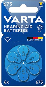 G-38196 : 38196 PILHA PARA AURICULARES VARTA PILHAS PARA APARELHOS ACÚSTICOS 675 (BLISTER 6 UNIDADES)