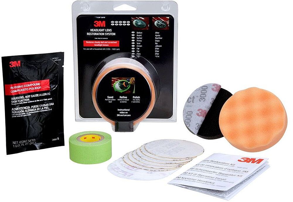 Kit 3M para Restauração de Faróis - Inclui Instruções - Adaptador para Furadeira - Vários Cores 3M7100058126