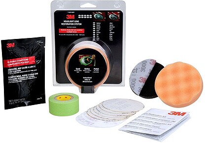 3M7100058126 Kit 3M para Restauração de Faróis - Inclui Instruções - Adaptador para Furadeira - Vários Cores
