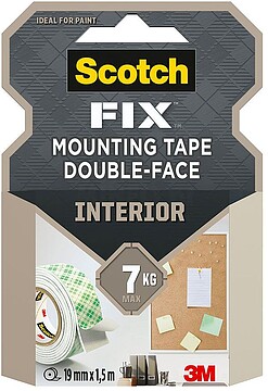SC7100263303 Fita de Fixação Scotch-Fix para Interior Dupla Face - 19 mm x 1,5m - Cor Branca