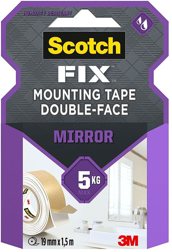 Fita Dupla Face Scotch-Fix para Espelhos - 19mm x 1,5m - Cor Branca SC7100261530