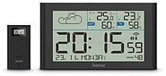 Hama Sylt Estação Meteorológica - Relógio - Previsão Meteorológica - Sensor Exterior - Radiofrequência - Termómetro - Higrómetro - 25x3x14cm - Cor Preto HA00222216