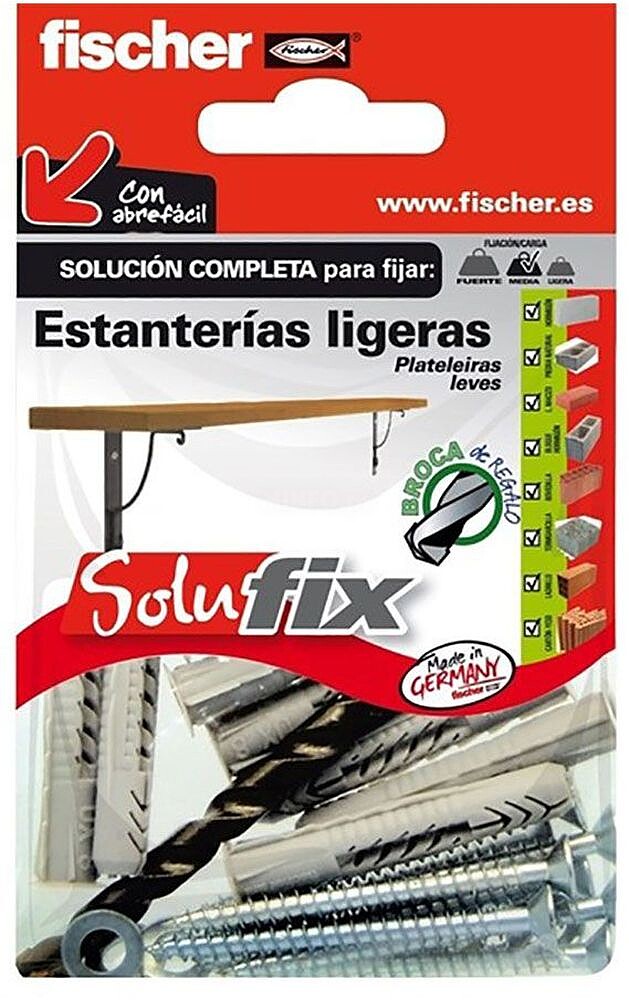 Kit de Fixação de Estantes Leves 502685 Solufix Fischer G-17656