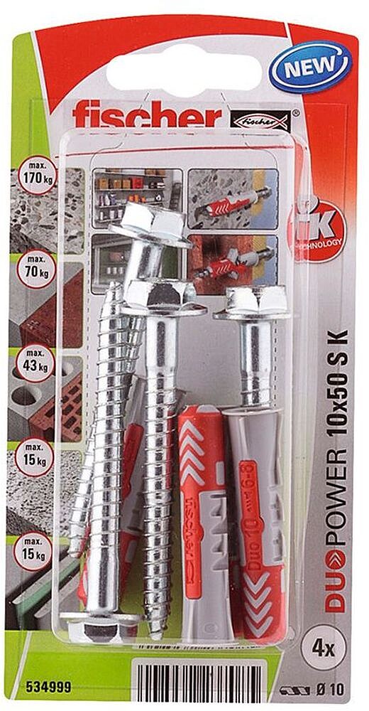 Bolha 4 Tacos + Parafusos Duopower 10X50 Fischer 96278