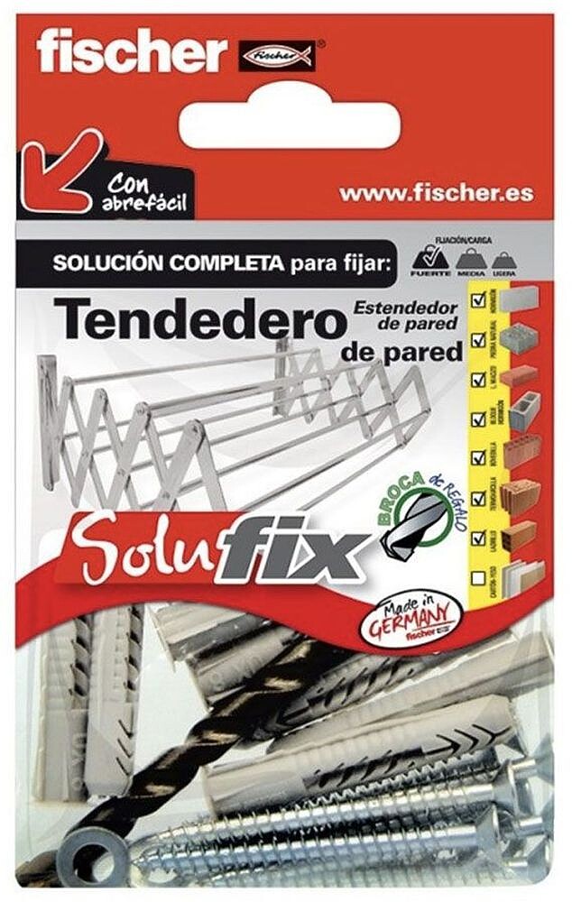 Kit de Fixação de Varal de Parede 569814 Solufix Fischer G-17659