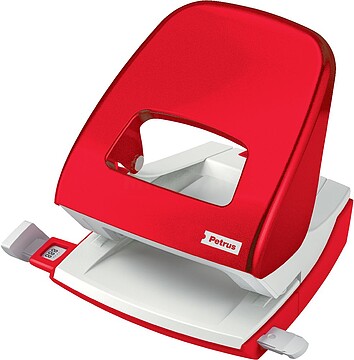 Petrus 62 WOW Taladro Metálico - Até 30 Folhas - Marcas de Formato - Esvaziamento Fácil - Punções 5,5mm - Cor Vermelha 623353