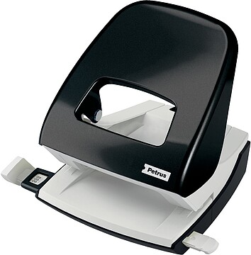 Petrus 62 Taladro Perforador 2 Oríficios - Até 30 Folhas - Esvaziamento Fácil - Formato A4, A5, A6, Folho, US-Quart, 8 x 8 x 8 cm - Punções 5,5mm 623356