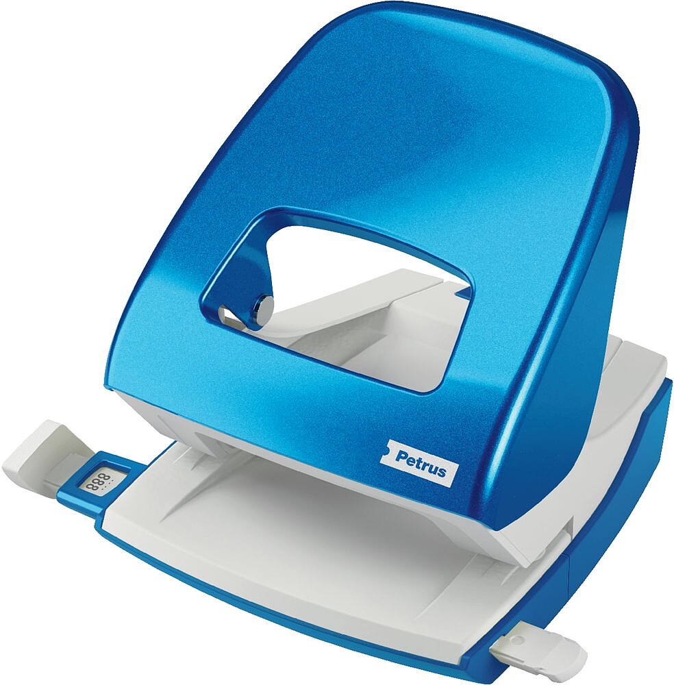 Petrus 62 WOW Taladro Perforador - Até 30 Folhas - Marcas de Formato - Punções 5,5mm - Cor Azul 623588