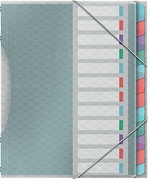 Esselte Colour&rsquo;Breeze Classificador com 12 Divisórias Multicolor - Para Formato A4 - 3 Divisórias na Contracapa - Polipropileno em Relevo - Fecho com Borracha Elástica - Cor Translúcida 626256