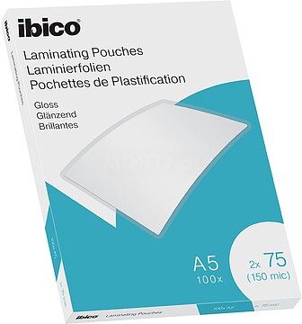 Ibico Caixa de 100 Laminas para Plastificar Brilhante A5 75 Micras - Acabamento Brilhante - Plastifica Papel, Fotos, Cartões de Visita, Materiais Escolares e Mais - Transparentes 627314