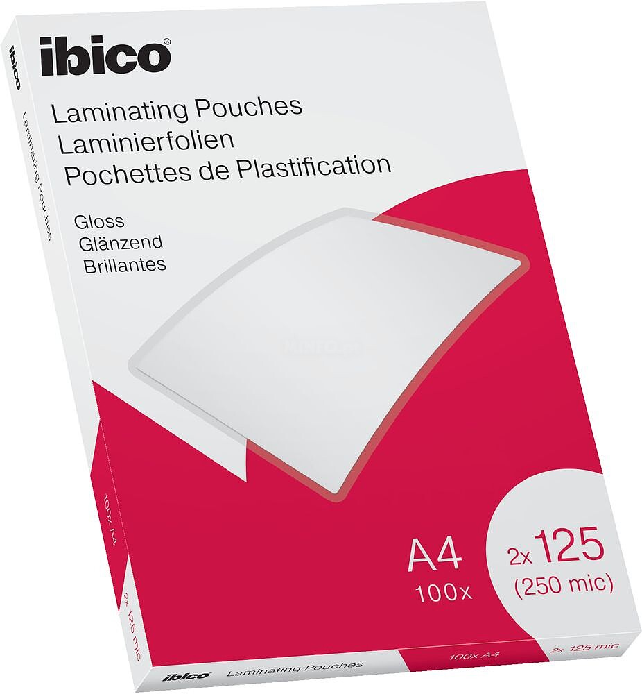 Caixa Ibico de 100 Laminas de Plastificar Gloss A4 125 Micras - Acabamento Cristalino de Alto Brilho - Plastifica Papel, Fotos, Cartões de Visita, Recursos Escolares e Mais - Cor Cristal 627318