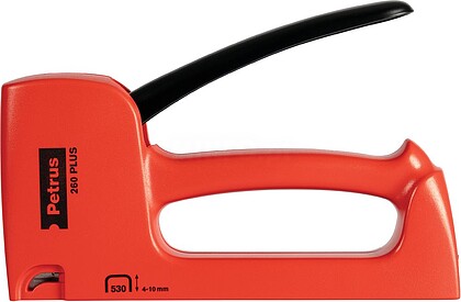 Petrus 260 Plus Cravador/Grampeador - Para Grampas 530/4-10mm - Carga Posterior - Sistema de Bloqueio de Alavanca - Cor Vermelho