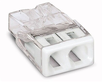 G-63140 : 63140 CONECTOR RÁPIDO 2 CONDUTORES RÍGIDOS, Ø MÁXIMO 2,5 mm², TRANSPARENTE/ BRANCA