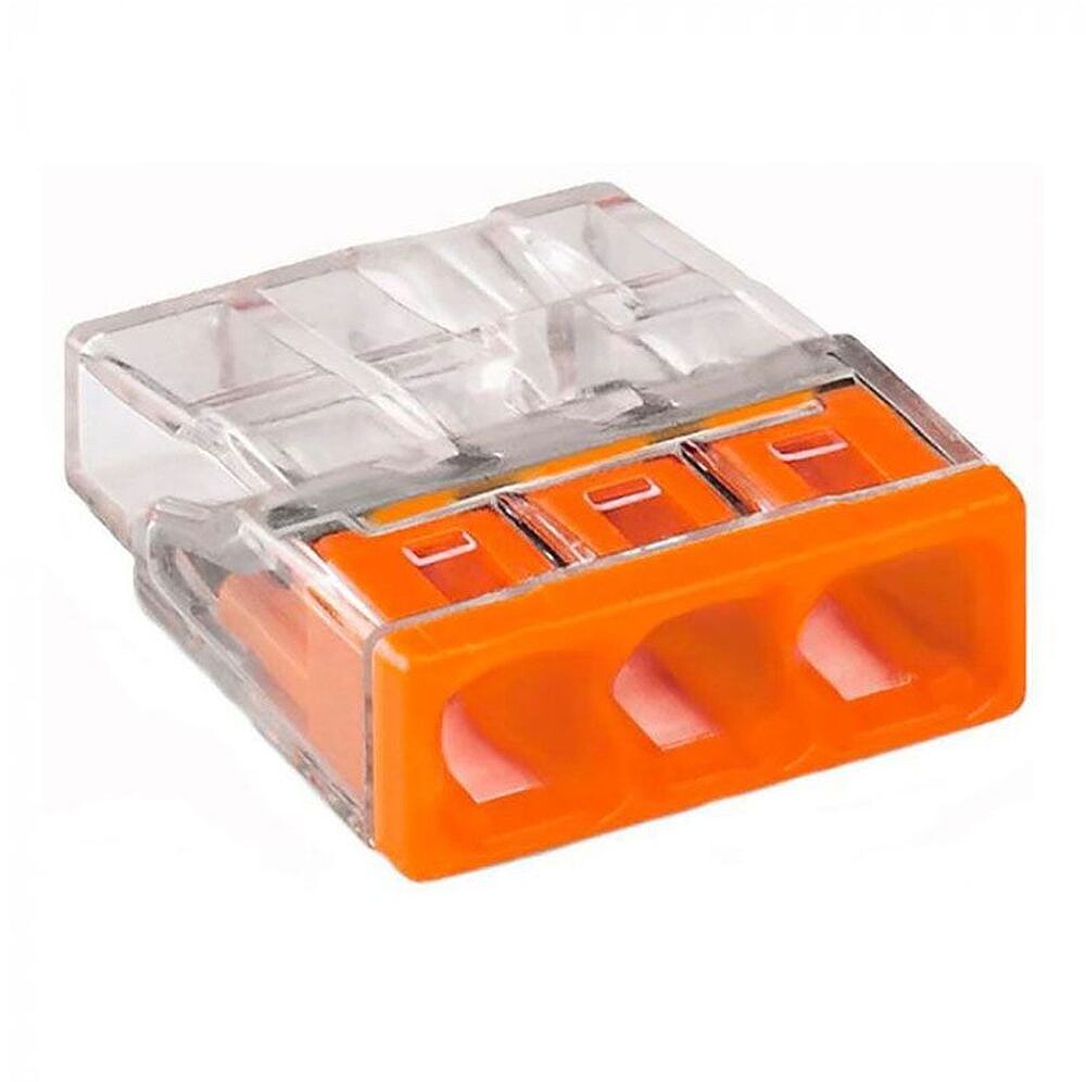 Conector Rápido 3 Condutores Rígidos, Ø Máximo 2,5 mm², Transparente/ Laranja G-63141