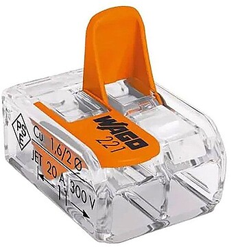 G-63133 : 63133 CONECTOR RÁPIDO COM ALA VANTA 2 CONDUTORES, Ø MÁXIMO 4 mm², 450 V, 32 A; TRANSPARENTE; 13,2 x 18,6 x 8,4 mm
