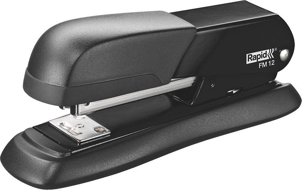 Rapid FM12 Agrafador de Mesa Metálico - Até 25 Folhas - Para Grampas 24/6 e 26/6 - Modo de Cravação e Fixação - Cor Preta 5000273