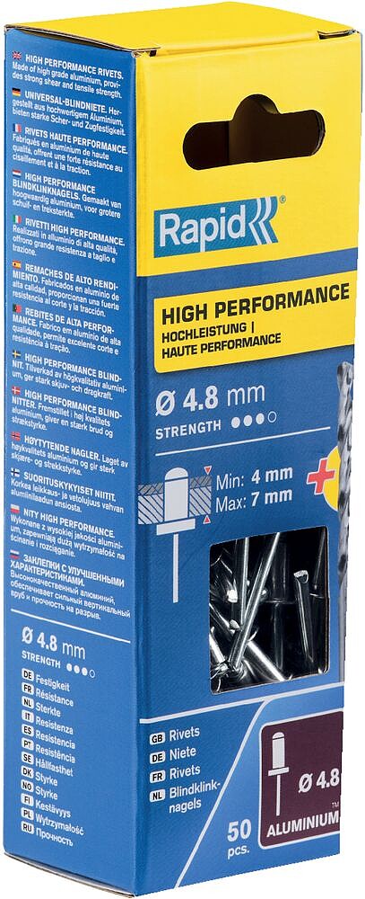 Bolha 50 Remaches Ø4.8X10mm. Alu + Broca 5000387 Rápida G-19825
