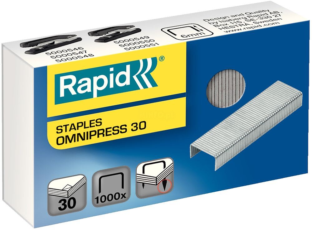 Agrafes Rapid Omnipress 30 Galvanizadas Caixa de 1000 Agrafes 5000559