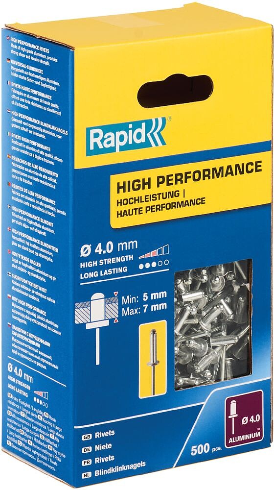 Caixa 500 Remaches Ø4X10mm - Alto Desempenho 5001433 Rapid G-19830