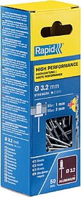 G-19821 : 19821 BOLHA 50 REMACHES Ø3.2X6mm. ALU + BROCA 500...