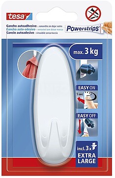 G-47024 : 47024 GANCHO AUTOCOLANTE POWERSTRIPS XL, BRANCO OVADO