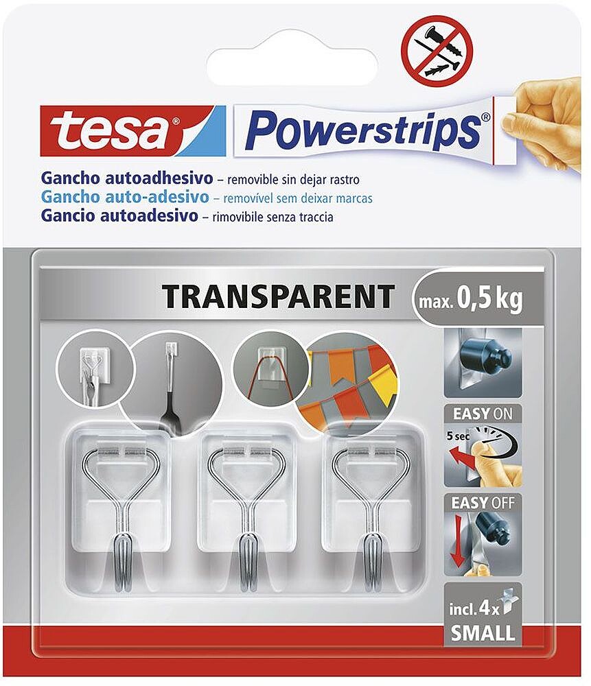 Gancho Autocolante Powerstrips S, Transparente G-47023