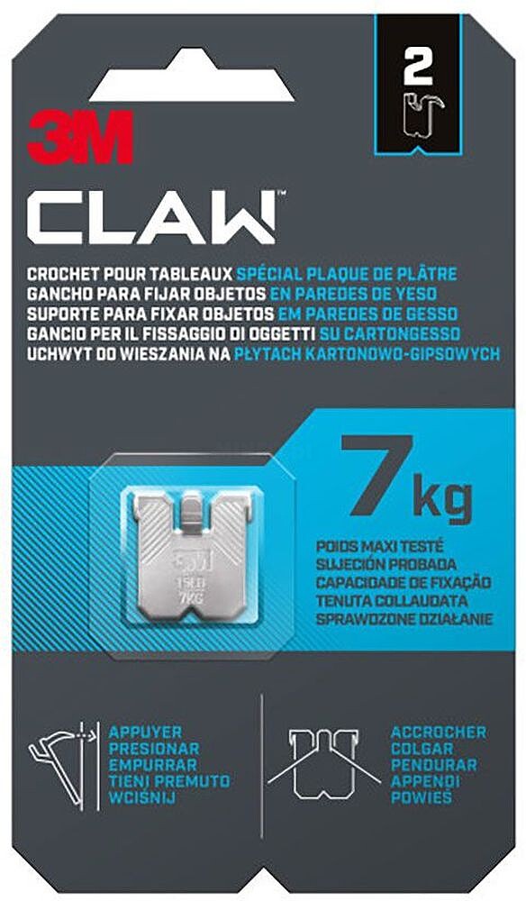 Gancho para Paredes de Gesso, 7 kg, 23 x 23 x 4 mm, 2 unidades G-66906