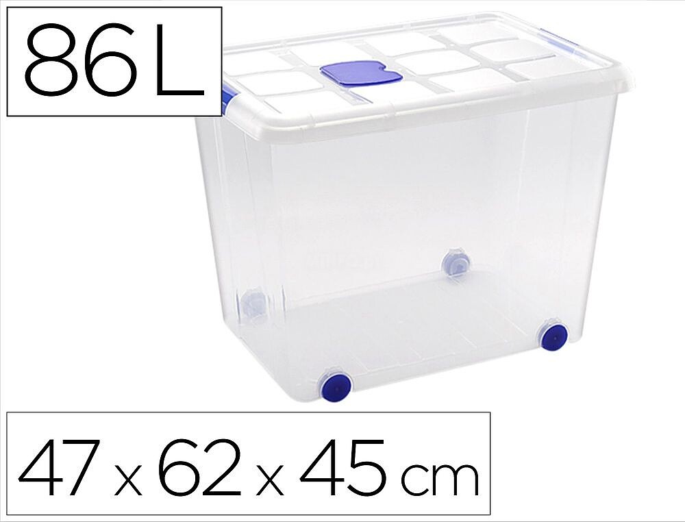 Caixa de armazenagem plasticforte 86 litros nº 8 transparente com tampa 470x620x450 mm 11251