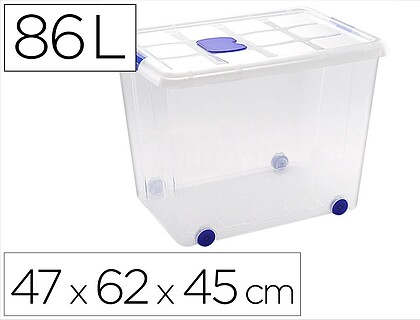 11251 : Caixa de armazenagem plasticforte 86 litros nº 8 transparente com tampa 470x620x450 mm