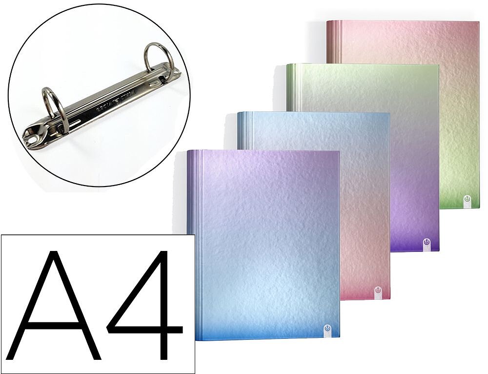Pasta de 4 aneis de 25 mm carchivo din a4 cartao forrado cor metalizado gradiente 12260499