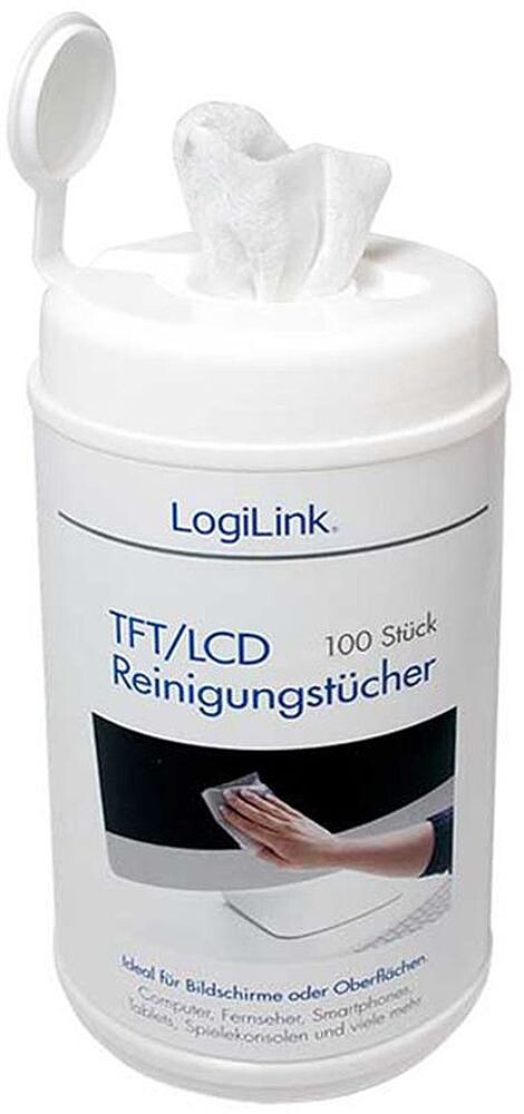 Lenços de Limpeza para Ecrãs (100 unid) LOGILINK 96541