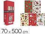 Papel fantasia basika natal rolo largura 70 cm comprimento 5 m desenhos sortidos gramagem 50 gr 01027002