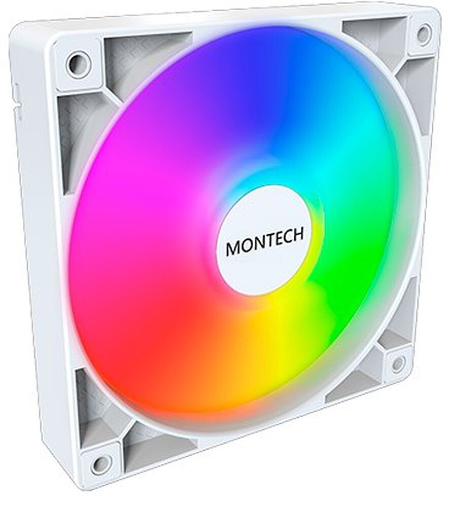 Argb Pwm (W) : Ventilador 120X120 Montech GF120 Pwm White 120MM Argb 1600RPM Pwm