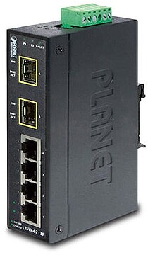 ISW-621TF : Planet ISW-621TF IP30 Slim Type 4-Port Industrial Ethernet Switch + 2-Port SFP Fiber (-40 - 75 C)