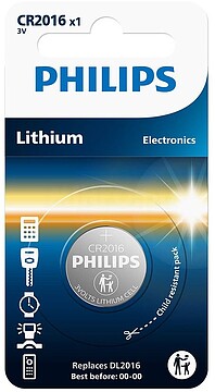 PILHA de Botón Philips CR2016/ 3V