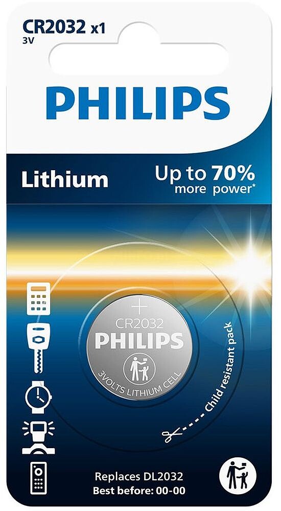 PILHA de Botão Philips CR2032/ 3V